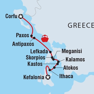 tourhub | Intrepid Travel | Greece Sailing Adventure: Kefalonia to Corfu | Tour Map