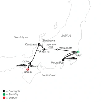 tourhub | Globus | Visions of Japan with Osaka | Tour Map