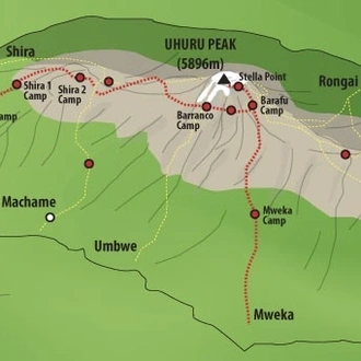 tourhub | Widerange African Safaris | Mount Kilimanjaro Lemosho Route 7 days | Tour Map