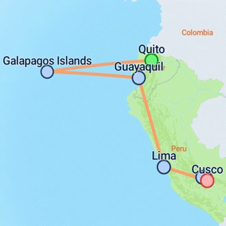 tourhub | On The Go Tours | Quito, Galapagos & Peru - 11 days | Tour Map