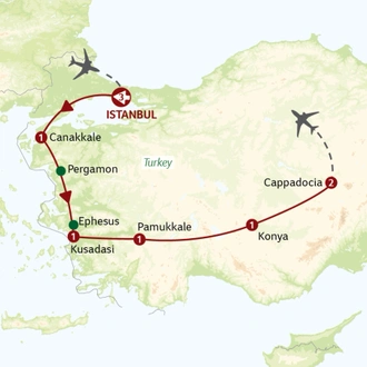 tourhub | Titan Travel | Ultimate Turkey - Istanbul to Cappadocia | Tour Map