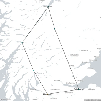 tourhub | BTOURS | Scotland Culinary 8 Days Tour | Tour Map