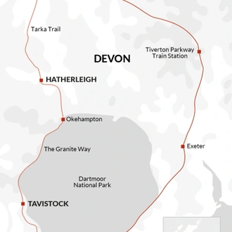 tourhub | Explore! | Cycle Devon - Coast to Coast | Tour Map