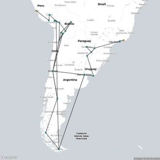 tourhub | Oasis Overland | RIO to LIMA (95 days) Kingdoms & Carnivals | Tour Map