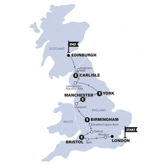 tourhub | Contiki | England in a Week | Summer | 2025 | Tour Map