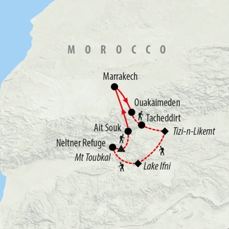 tourhub | On The Go Tours | Mount Toubkal Trek - 8 days | Tour Map