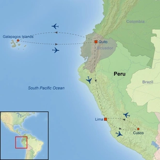 tourhub | Indus Travels | Highlights Of Ecuador And Peru | Tour Map