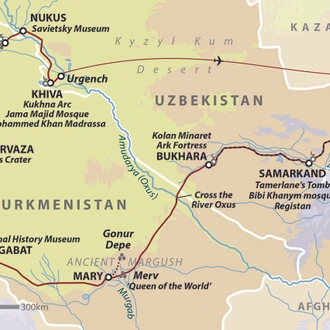 tourhub | Wild Frontiers | Uzbekistan & Turkmenistan: Cities of the Silk Road | Tour Map