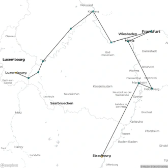 tourhub | CroisiEurope Cruises | 5 Different Rivers: The Rhine, Neckar, Main, Moselle, and Saar (port-to-port cruise) | Tour Map