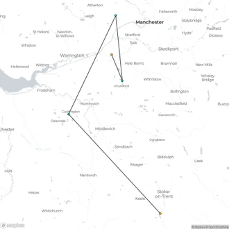 tourhub | Brightwater Holidays | England: RHS Garden Bridgewater and Gardens of the North West 547 | Tour Map