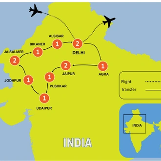tourhub | Tweet World Travel | 13-Day India Classic Discovery | Tour Map