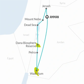 tourhub | Bamba Travel | Jordan Group Discovery 8D/7N | Tour Map