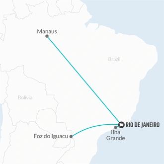 tourhub | Bamba Travel | Rio to the Amazon Air-Expedition 16D/15N | Tour Map