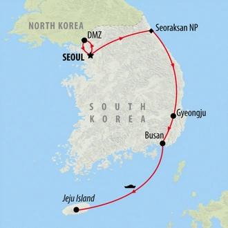 tourhub | On The Go Tours | Essential South Korea and Jeju - 12 days | Tour Map