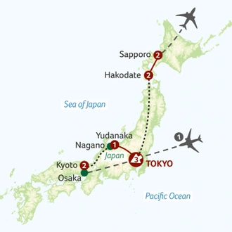tourhub | Titan Travel | Japanese Winter Wonderland | Tour Map