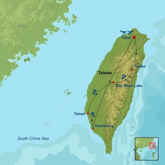 tourhub | Indus Travels | Best Of Taiwan | Tour Map