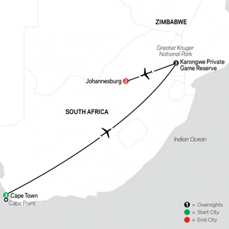 tourhub | Cosmos | Highlights of South Africa | Tour Map