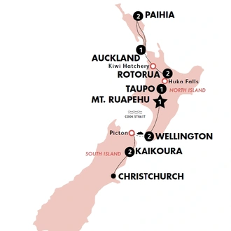 tourhub | Contiki | New Zealand: Northern Choice | Northbound | Oct 2025 - May 2026 | Tour Map