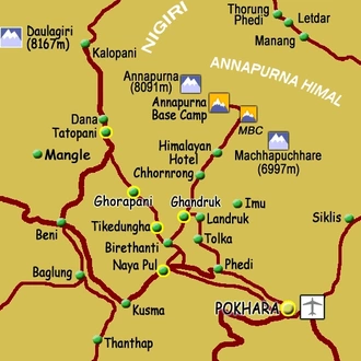 tourhub | Mount Adventure Holidays | Annapurna View Trek | Tour Map