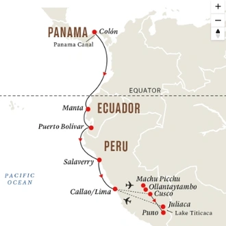 tourhub | HX Hurtigruten Expeditions | By Land & Sea | South America Explorer | Tour Map