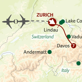 tourhub | Saga Holidays | Switzerland’s Spectacular Rail Journeys | Tour Map