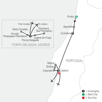 tourhub | Globus | Taste of Portugal with Azores | Tour Map