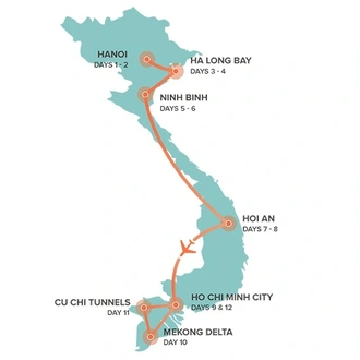 tourhub | Intro Travel | Vietnam Intro - 12 Day | Tour Map