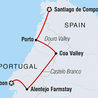 tourhub | Intrepid Travel | Portugal Real Food Adventure, featuring Galicia | Tour Map