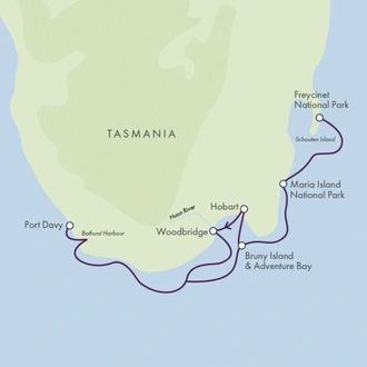tourhub | Exodus | Coastal Wilds Of Tasmania Cruise- Premium Adventure | Tour Map