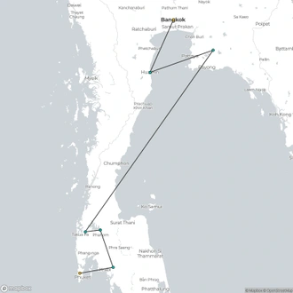 tourhub | Realistic Asia | Uncharted Southern Thailand - 14 Days | Tour Map