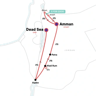 tourhub | G Adventures | Solo-ish Jordan | Tour Map