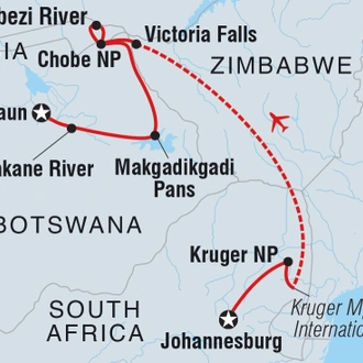 tourhub | Intrepid Travel | Premium Southern Africa in Depth | Tour Map