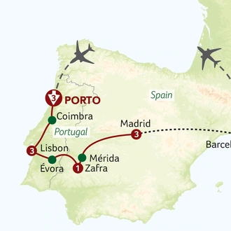 tourhub | Titan Travel | Portugal and Spain - A Tale of Two Cultures | Tour Map