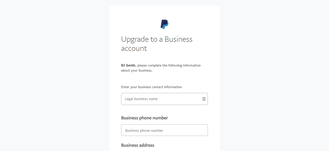 Paypal business account signup
