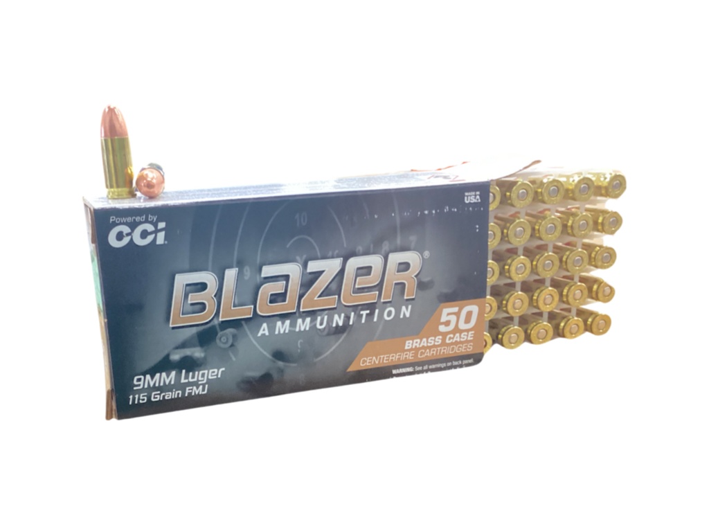 9MM - CCI Blazer 115 grain Full Metal Jacket 50 round box-img-1