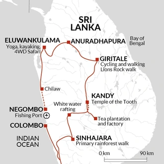 tourhub | Explore! | Active Sri Lanka | Tour Map