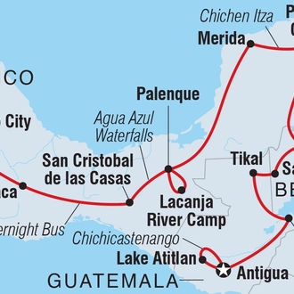tourhub | Intrepid Travel | Epic Mexico, Belize & Guatemala | Tour Map