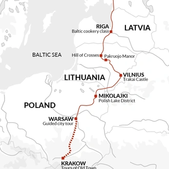 tourhub | Explore! | Upgraded - The Baltic States and Poland | Tour Map