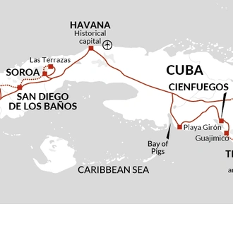 tourhub | Explore! | Cycle Cuba! | Tour Map