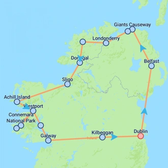 tourhub | On The Go Tours | Dublin, Northern Ireland & Galway - 5 days | Tour Map