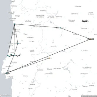 tourhub | Destination Services Spain | Lisbon, Oporto and Fatima | Tour Map