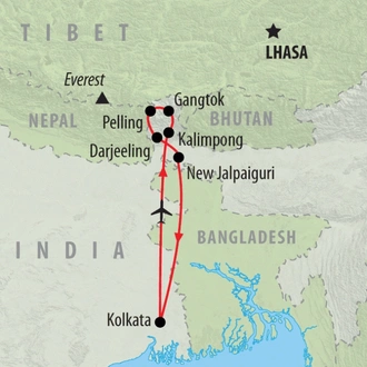 tourhub | On The Go Tours | Kolkata to Darjeeling - 11 days | Tour Map