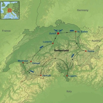 tourhub | Indus Travels | The Grand Tour Of Switzerland | Tour Map