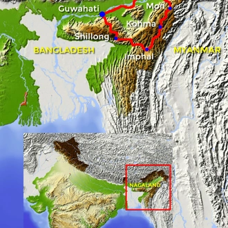 tourhub | Motor Trails | 15 Days Discover India Nagaland by Motorcycle | Tour Map