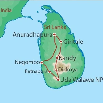 tourhub | World Expeditions | Sri Lanka Adventure | Tour Map