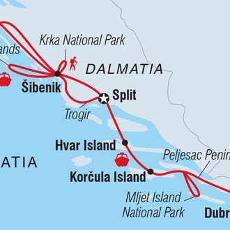 tourhub | Intrepid Travel | Highlights of Dalmatia | Tour Map