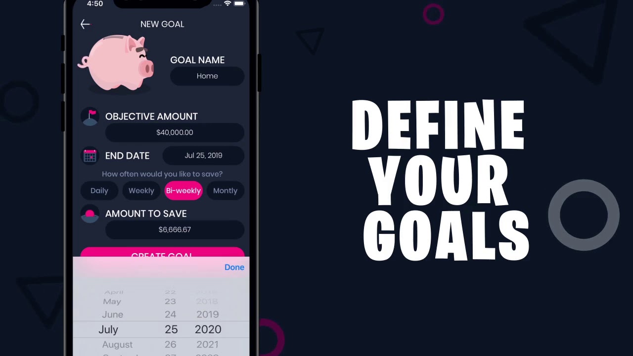 Piggy Goals UX gamification example