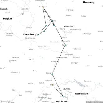 tourhub | Riviera Travel | Rhine, Moselle & Switzerland river cruise - MS Geoffrey Chaucer | Tour Map