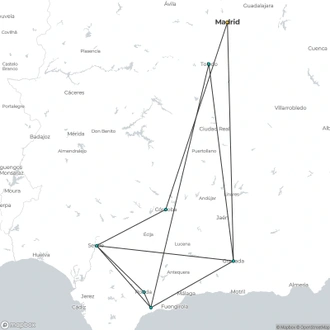 tourhub | Julia Travel | Andalusia with Costa del Sol and Toledo from Madrid | Tour Map