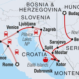 tourhub | Intrepid Travel | Budapest to Rome | Tour Map